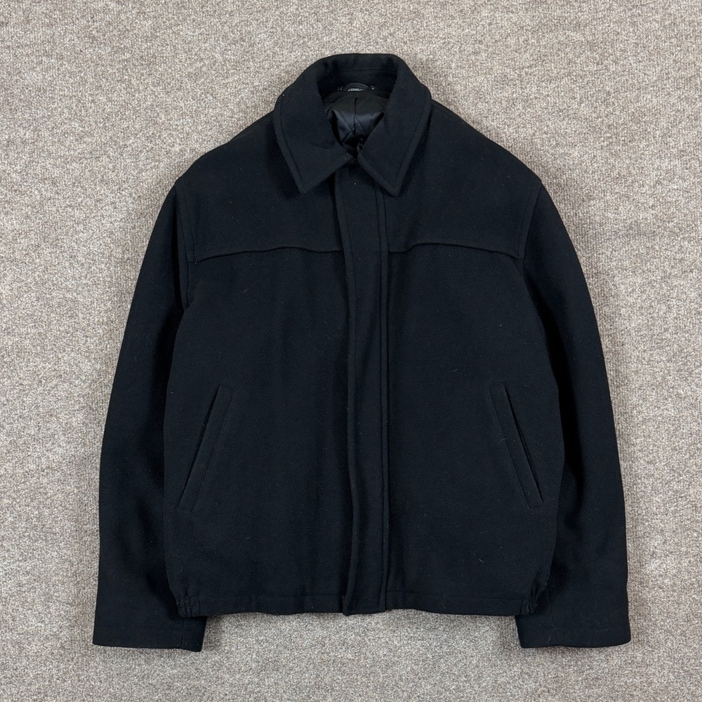 Vintage‎ Jones New York Black Wool Bomber Jacket Men’s Large Full Zip Collared
